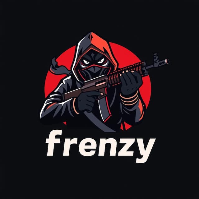 Logo featuring ninja holding ak47