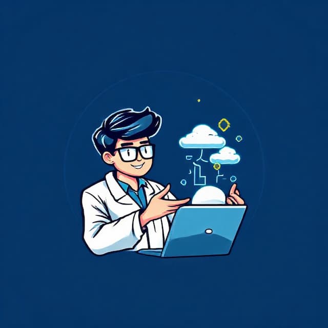 Logo featuring A Computer Science Student explaining Cloud Computing