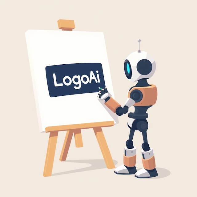 Logo featuring A Robot drawing on Canvas to draw a logo