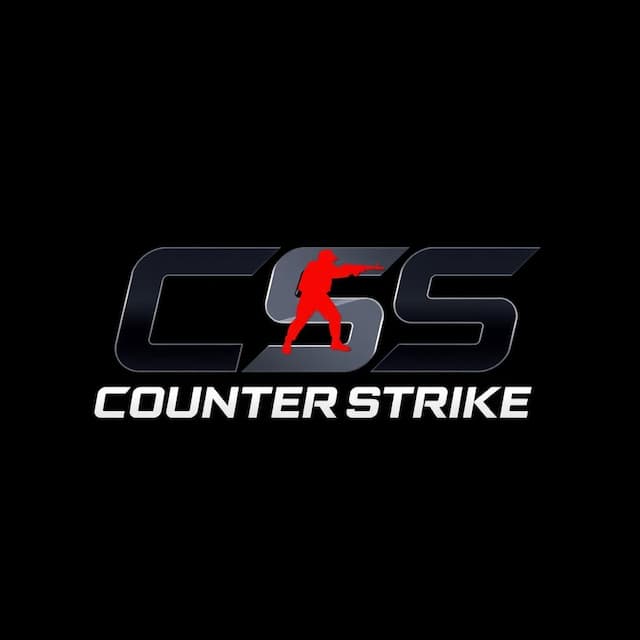 Logo featuring A bold, aggressive logo for a gaming brand called 'Counter Strike'. Include the letters 'CS' in a sharp, modern font with a futuristic or military-inspired style. Add a minimal silhouette of a soldier, crosshair, or weapon to reflect tactical shooter gameplay. Use a dark color scheme—black, gray, and metallic silver—with red or neon green accents for a high-impact, competitive look. The design should feel intense and action-packed, suitable for an esports or gaming brand.