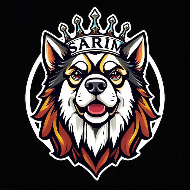 Logo featuring Dog with Sarim Written on his Crown