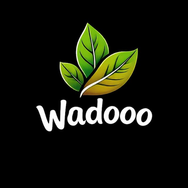 Logo featuring A leaf that says "Wadooo"