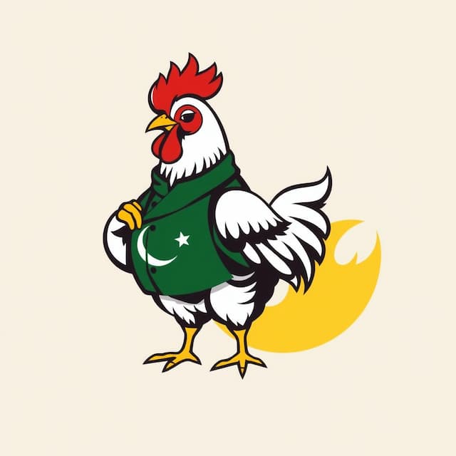 Logo featuring chicken in pakistan army clothes